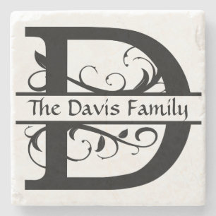 Monogram Letter D Personalized Stone Coaster