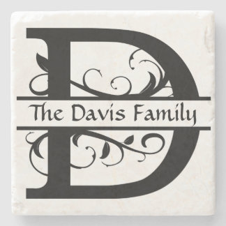 Monogram Letter D Personalized Stone Coaster