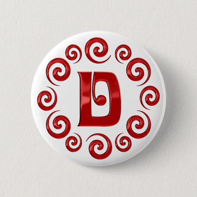 Monogram Letter D Red Button (Front)