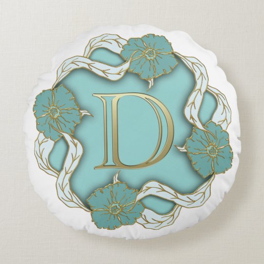 Monogram Letter D Round Pillow