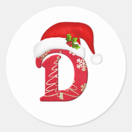 Monogram letter D, Santa hat Christmas Sticker | 0