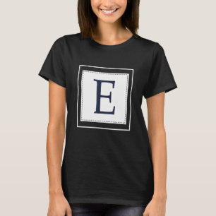 Monogram Letter E Alphabet E Initial Navy Blue T-Shirt