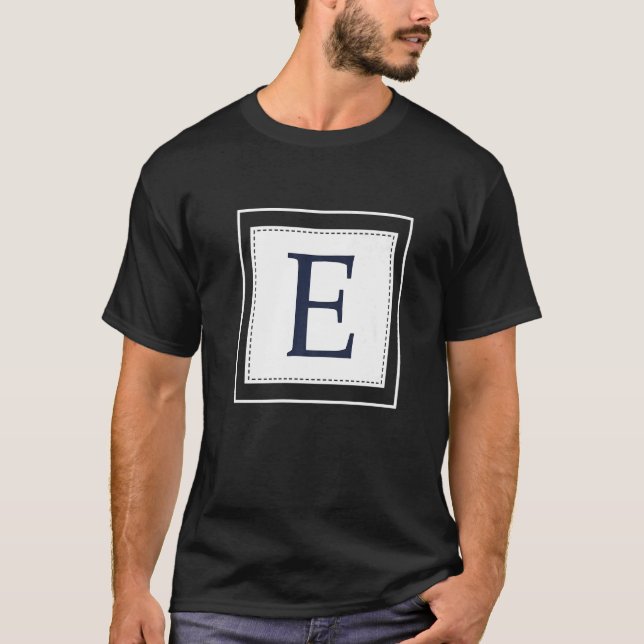 Monogram Letter E Alphabet E Initial Navy Blue   T-Shirt (Front)