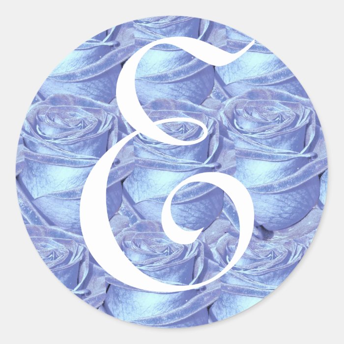 Monogram Letter E Blue Roses Sticker