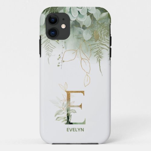 Monogram Letter E Greenery Case_Mate iPhone Case