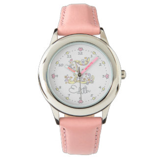 Monogram letter E hearts and flowers Edith custom Watch