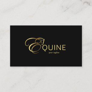 Monogram Letter E Horse in gold color Business Card