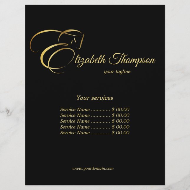 Monogram Letter E Horse in gold color Flyer (Front)