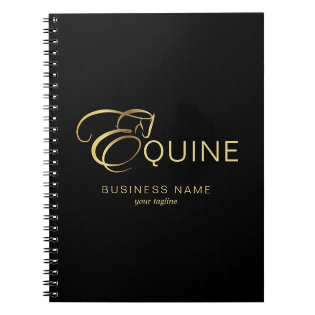 Monogram Letter E Horse in gold color Notebook (Front)