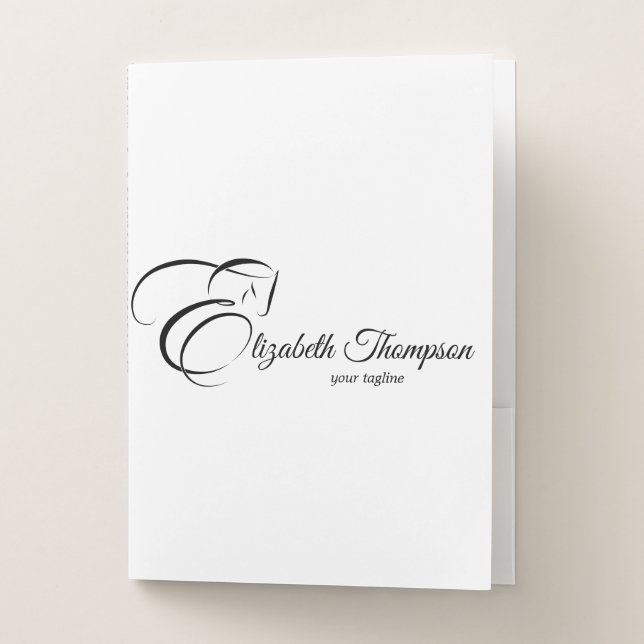 Monogram Letter E Horse Pocket Folder (Front)