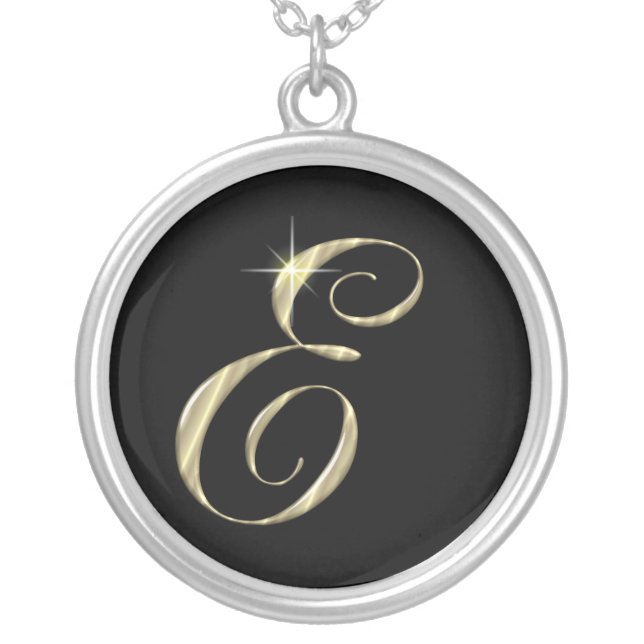 Monogram Letter E initial Necklace Sterling Silver (Front)