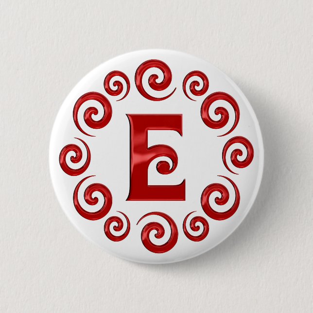 Monogram Letter E Red Button (Front)