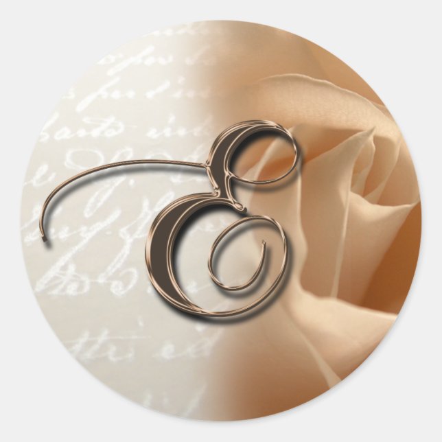 Monogram Letter E Rose Photo Wedding Envelope Seal (Front)