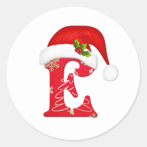 Monogram letter E Santa hat Christmas  Sticker