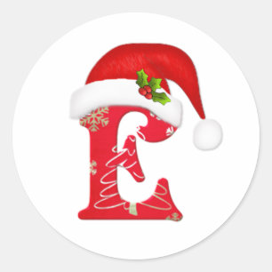 Monogram letter E, Santa hat Christmas Sticker