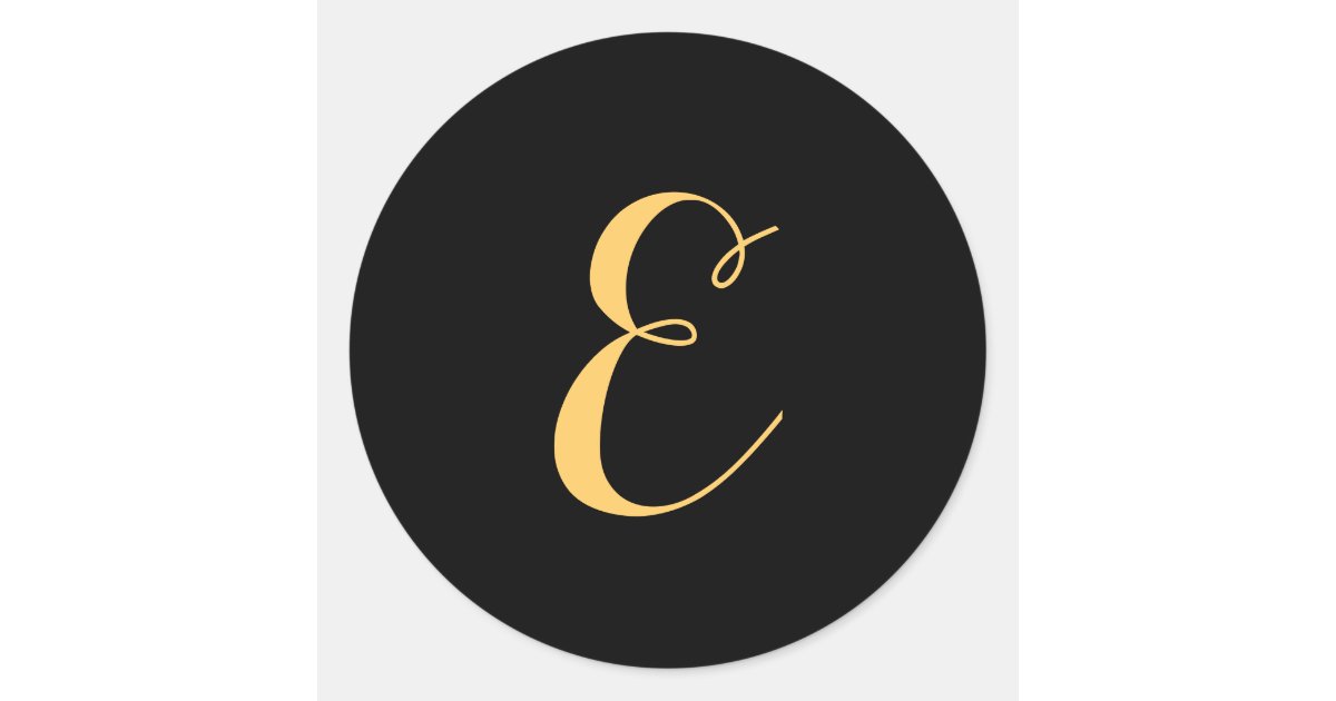 Monogram letter E script Gold-Color Classic Round Sticker | Zazzle.com