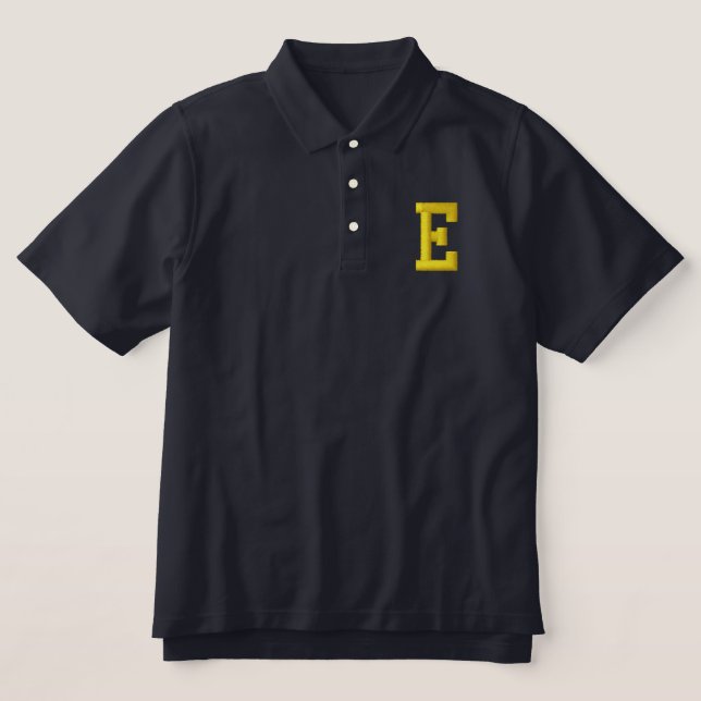 MONOGRAM LETTER EMBROIDERED E POLO SHIRT (Design Front)