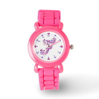 Monogram letter F doodle heart girls watch