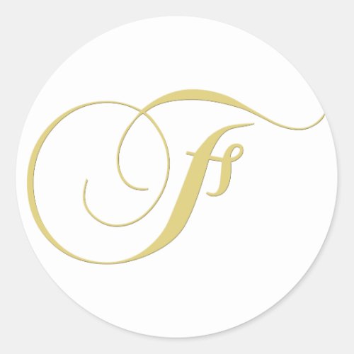 Monogram Letter F Golden Single Classic Round Sticker