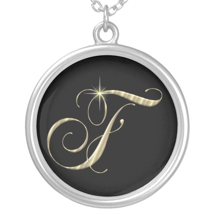 Monogram Letter F initial Necklace Sterling Silver