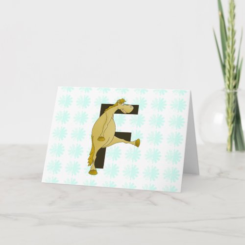 Monogram Letter F Pony Note Card