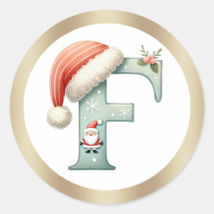Monogram letter F, Santa hat Christmas  Sticker