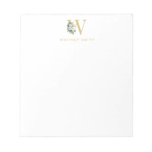 Monogram Letter Floral Initial Name Notepad