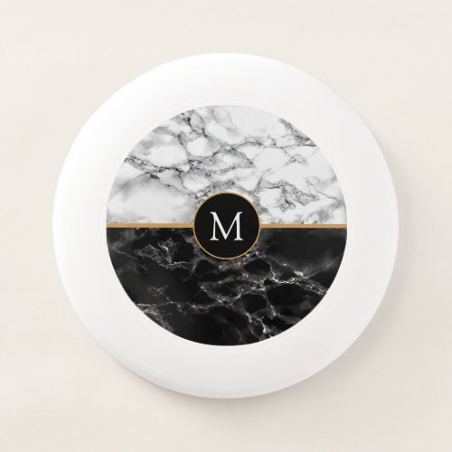 Monogram Letter Frisbee Black White Marble