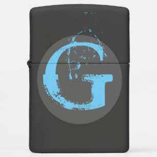 Monogram Letter G Black Blue Zippo Lighter