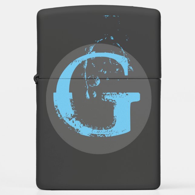 Monogram Letter G Black Blue  Zippo Lighter (Front)