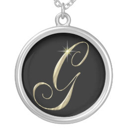 Monogram Letter G initial Necklace Sterling Silver