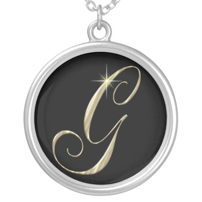Monogram Letter G initial Necklace Sterling Silver (Front)