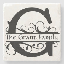 Monogram Letter G Personalized Stone Coaster