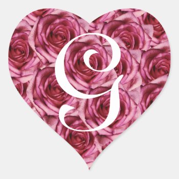 Monogram Letter G Pink Roses Sticker by ggbythebay at Zazzle