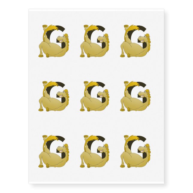 Monogram Letter G Pony Temporary Tattoos (Front)