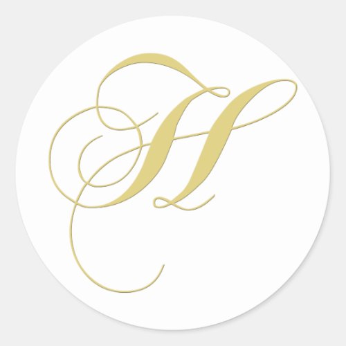 Monogram Letter H Golden Single Classic Round Sticker