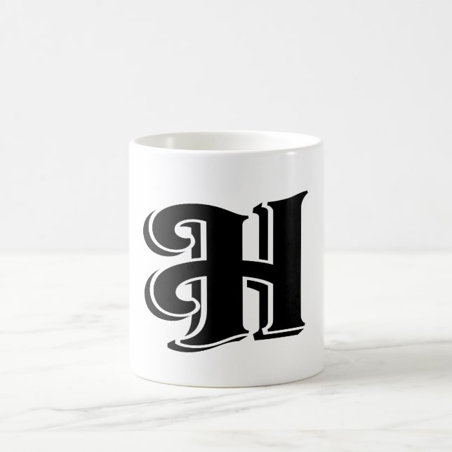 Monogram Letter H Name Initial Coffee Mug (Center)