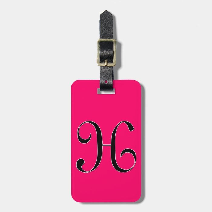 Monogram Letter H on Raspberry Tags For Luggage
