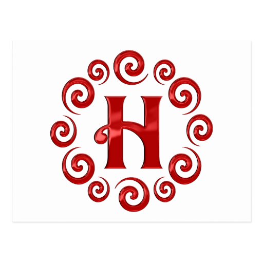 Monogram Letter H Red Postcard | Zazzle