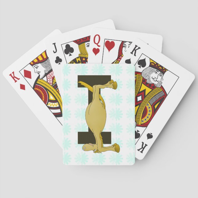Monogram Letter I Pony Personalised Poker Cards (Back)