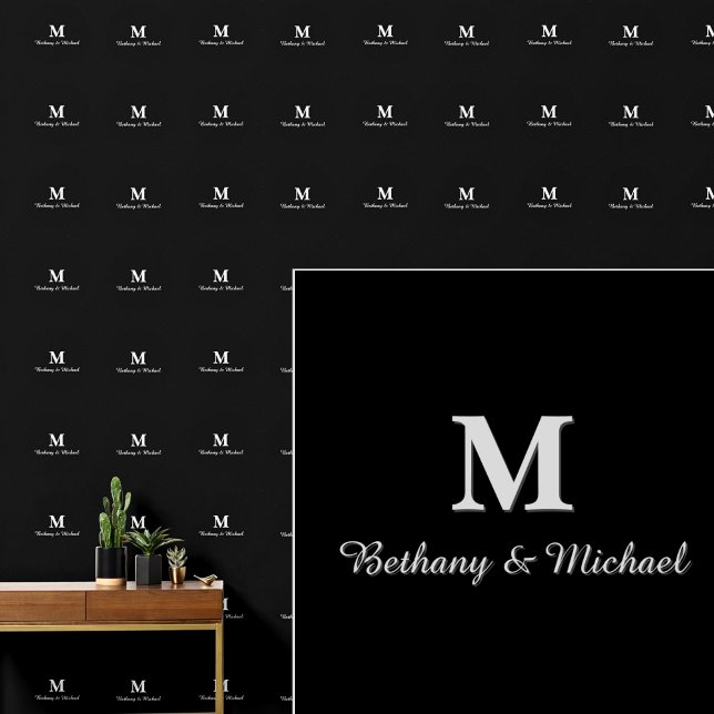 Monogram Letter Initials & Name(s) Gray on Black Wallpaper (Creator Uploaded)