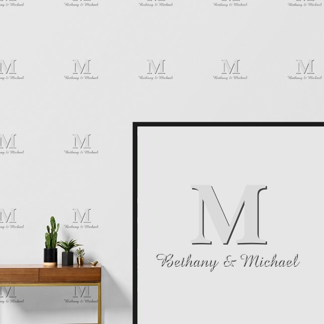 Monogram Letter Initials & Name(s) Gray on Gray Wallpaper (Creator Uploaded)