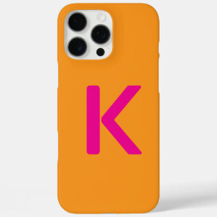 Monogram Letter Initials Orange Pink Custom Color iPhone 16 Pro Max Case