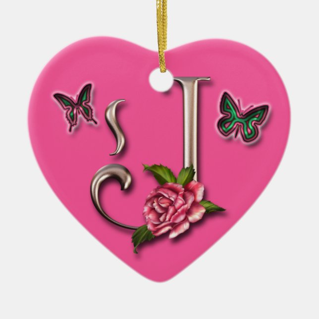 MONOGRAM LETTER J -  HEART ORNAMENT (Front)