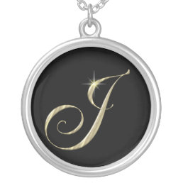 Monogram Letter J initial Necklace Sterling Silver