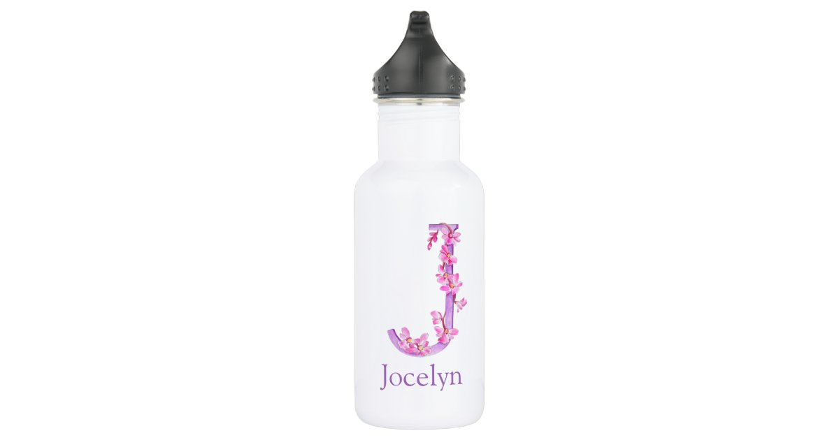 Preppy Watercolor Hearts in Blue Stainless Steel Water Bottle 