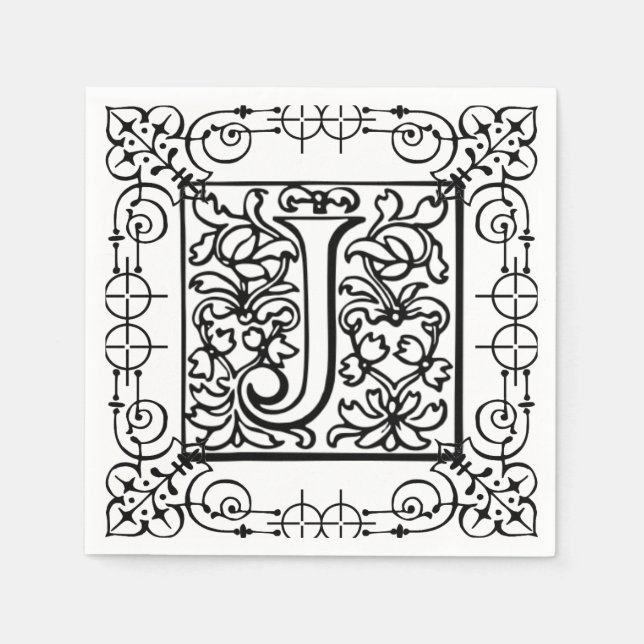 Monogram letter J Paper Napkins (Front)