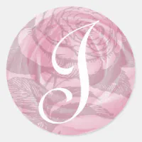 Letter J monogram custom girls name pink stickers