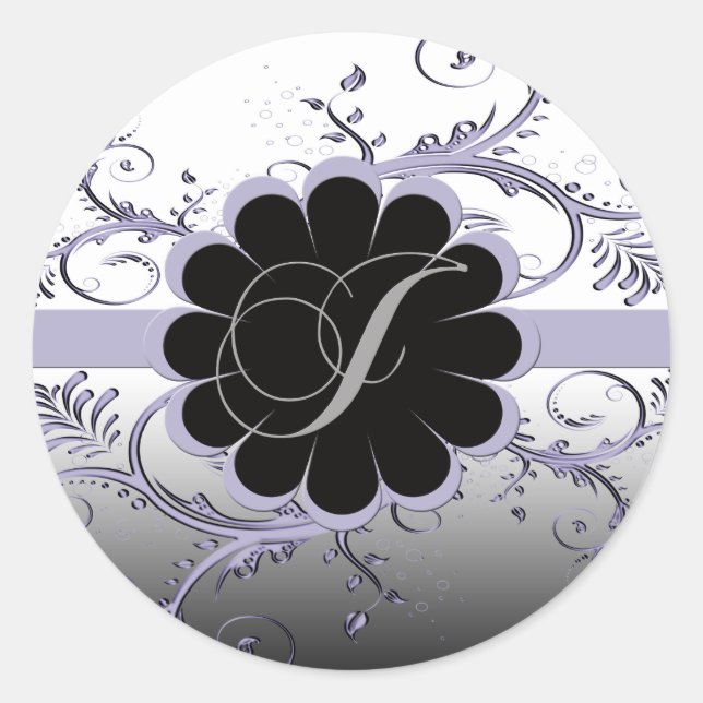 Monogram Letter J Violet Classic Round Sticker (Front)