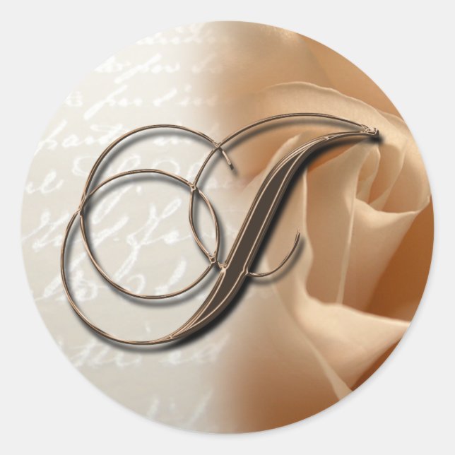 Monogram Letter J  Wedding Envelope Sticker (Front)